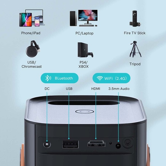 Meauro mini portable projector 1080P FHD, portable Android TV 9.0 - Picture 6 of 8